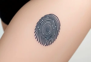 A fingerprint with embedded tiny silver stars and a deep indigo gradient, giving it a cosmic and ethereal appearance tattoo idea