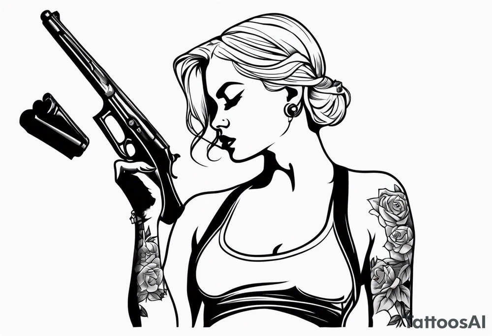 woman with a gun tattoo idea