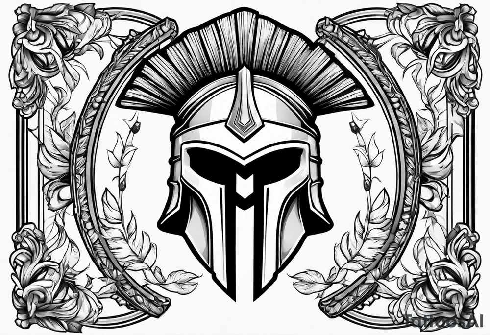 Spartan helmet with shield tattoo idea