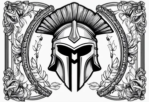 Spartan helmet with shield tattoo idea