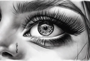 dead girl face ,with eye reflection.
piano reflection tattoo idea