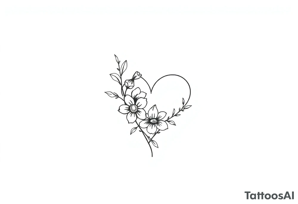 I want L in a small heart shape with flowers tattoo idea