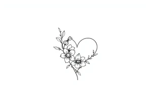 I want L in a small heart shape with flowers tattoo idea