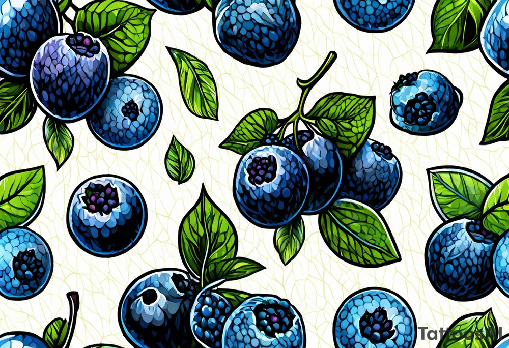 3 blueberries with a leaf tattoo idea
