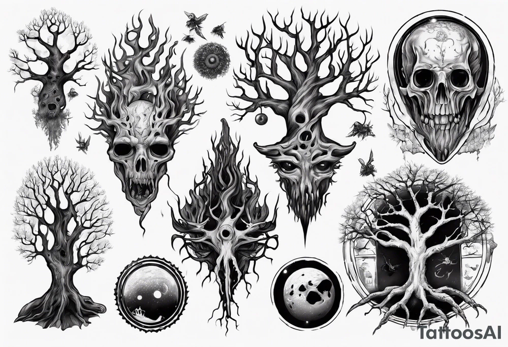 lovecraft them
with tree tattoo idea