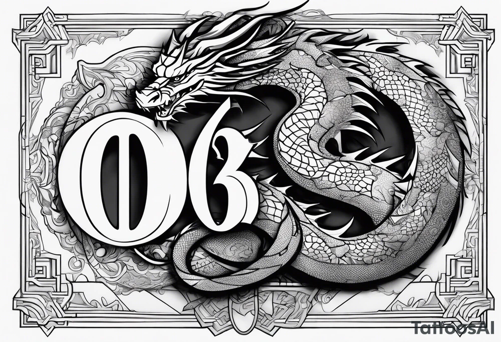 The numbers 0630 written with a dragon tattoo idea