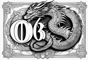 The numbers 0630 written with a dragon tattoo idea