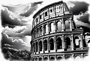 coloseum gladiator lightning and clouds tattoo idea