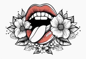 lips singing old school vintage traditional
flowers around and mouth next to microphone tattoo idea