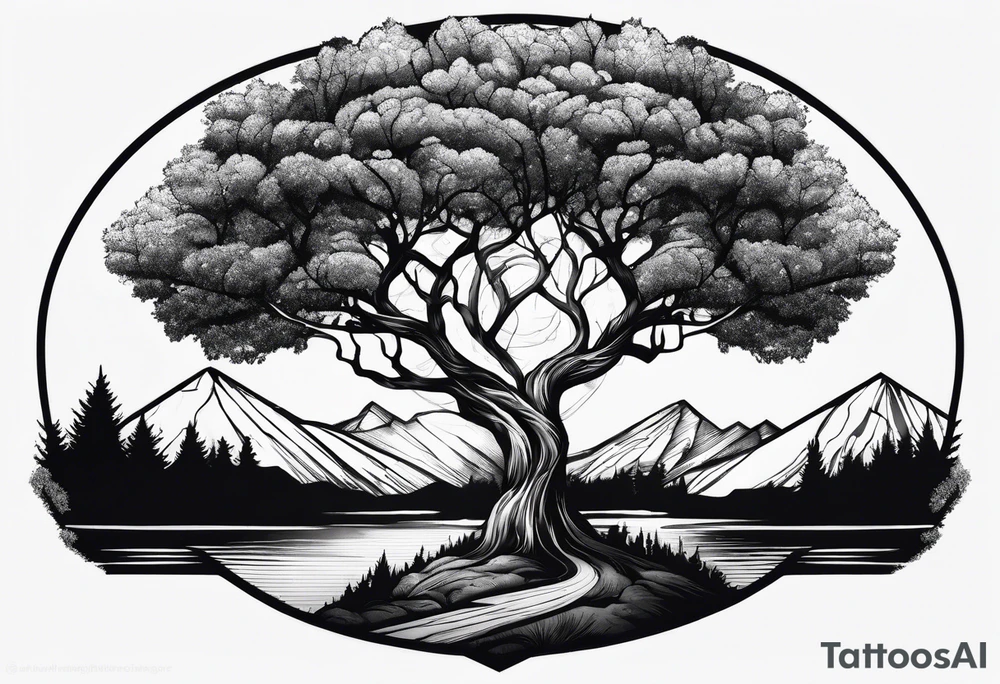Poplar tree avenue tattoo idea