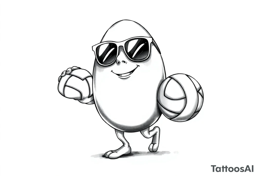 walking egg in sunglasses,
, holding a volleyball tattoo idea