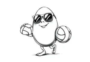 walking egg in sunglasses,
, holding a volleyball tattoo idea