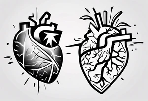 Split human brain and human heart tattoo idea