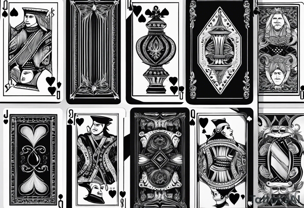 Jack of cards playing card with different details tattoo idea