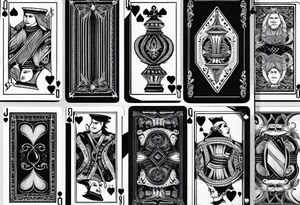 Jack of cards playing card with different details tattoo idea