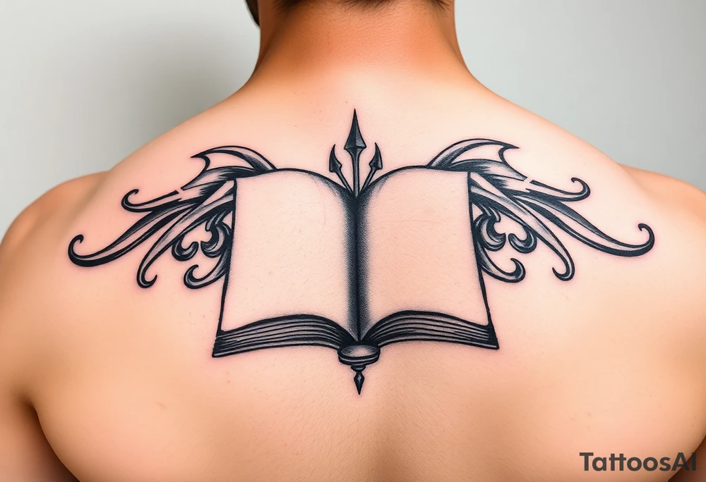 tribal open book tattoo idea