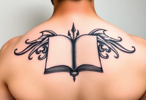 tribal open book tattoo idea