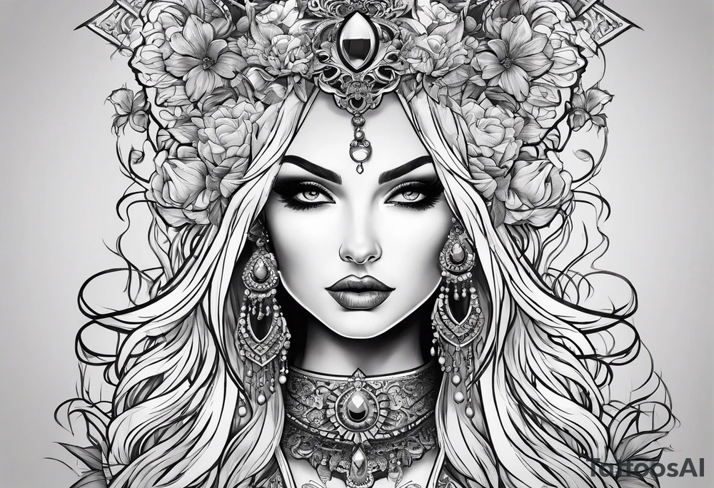 Gothic female style tattoo idea