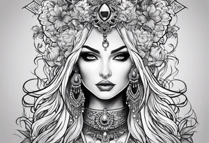 Gothic female style tattoo idea