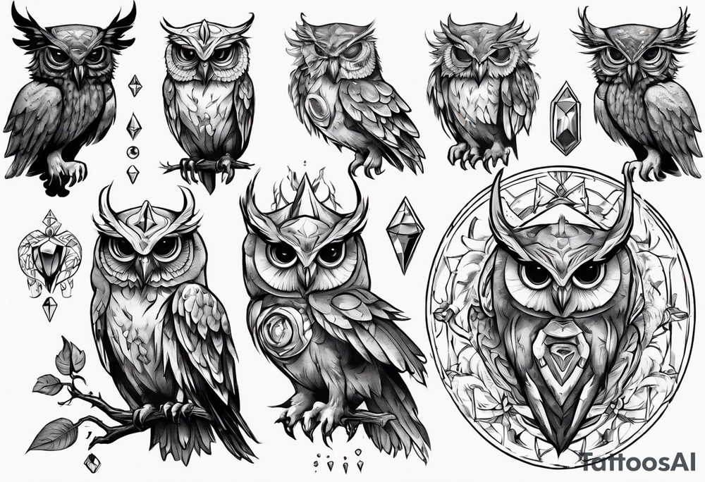 The Demon Owl Stolas, a Prince of Hell who is obsessed with gems, knowledge of astrology and poisonous plants. tattoo idea