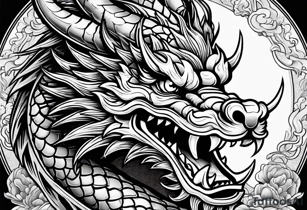 Only the head of a chinese dragon, facing right tattoo idea