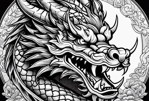 Only the head of a chinese dragon, facing right tattoo idea