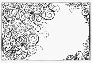 small stars and curls close up tattoo idea