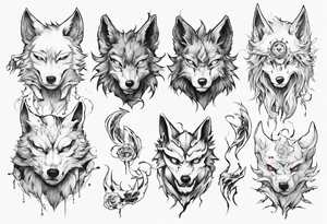 Fantsy wolf anime tattoo idea