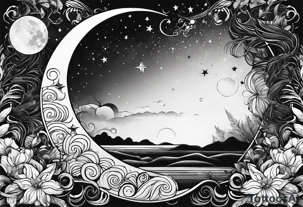Moon background tattoo idea