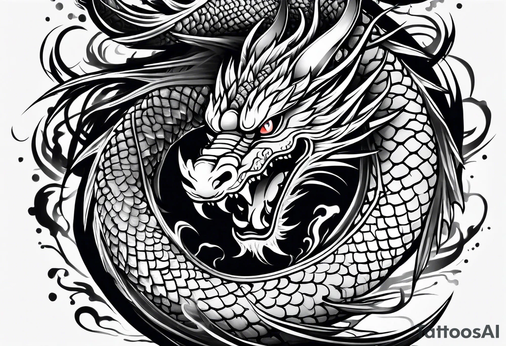Brushstroke oriental dragon for a inner forearm tattoo idea