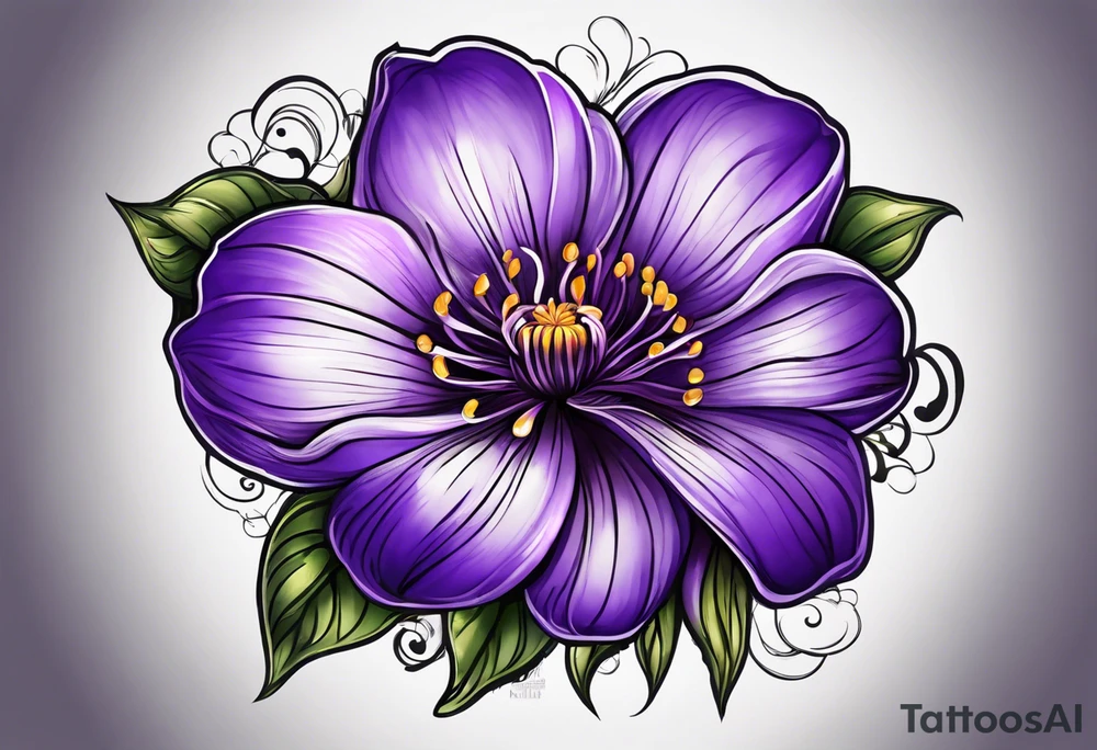 Thumbprint violet flower tattoo idea