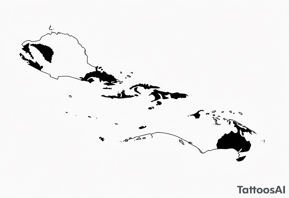 Outline map of the Eastern Caribbean islands tattoo idea
