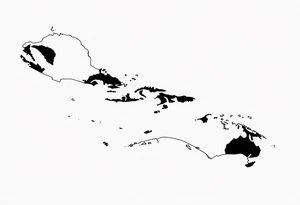 Outline map of the Eastern Caribbean islands tattoo idea