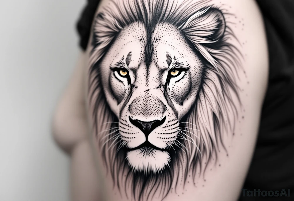 powerful majestic lion, close-up tattoo idea