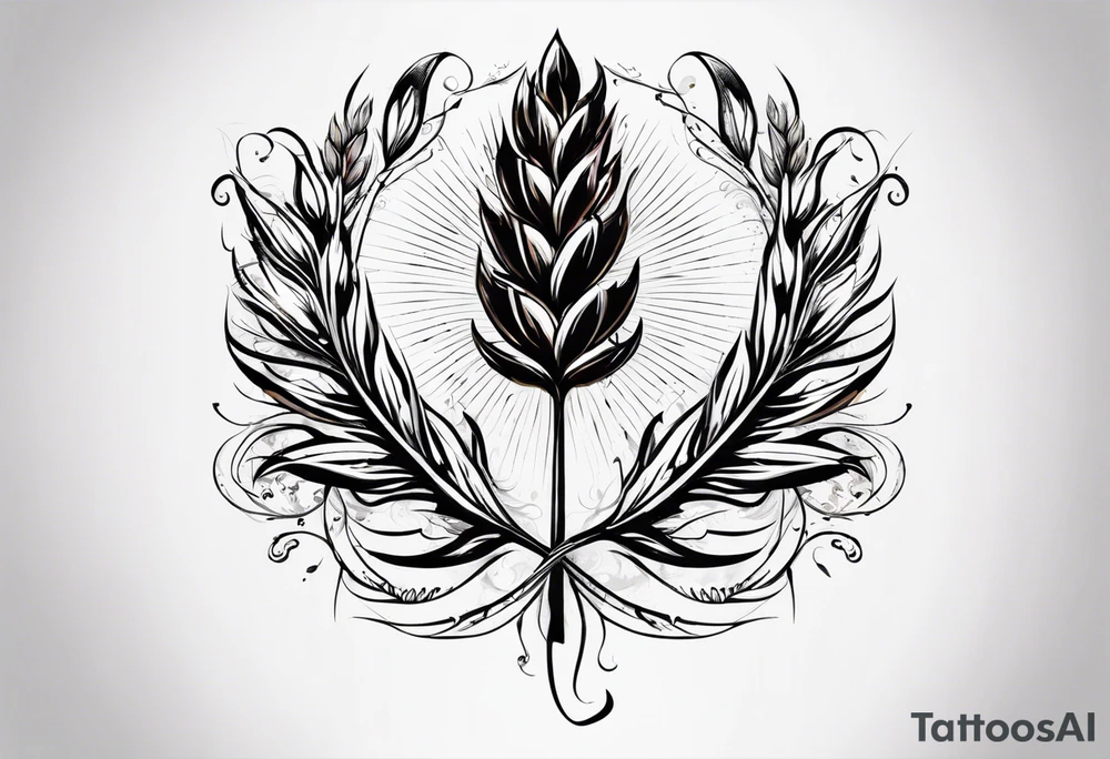 need a shape of a wheat spike and inside it write (ستملأ الوادي سنابل…
) tattoo idea
