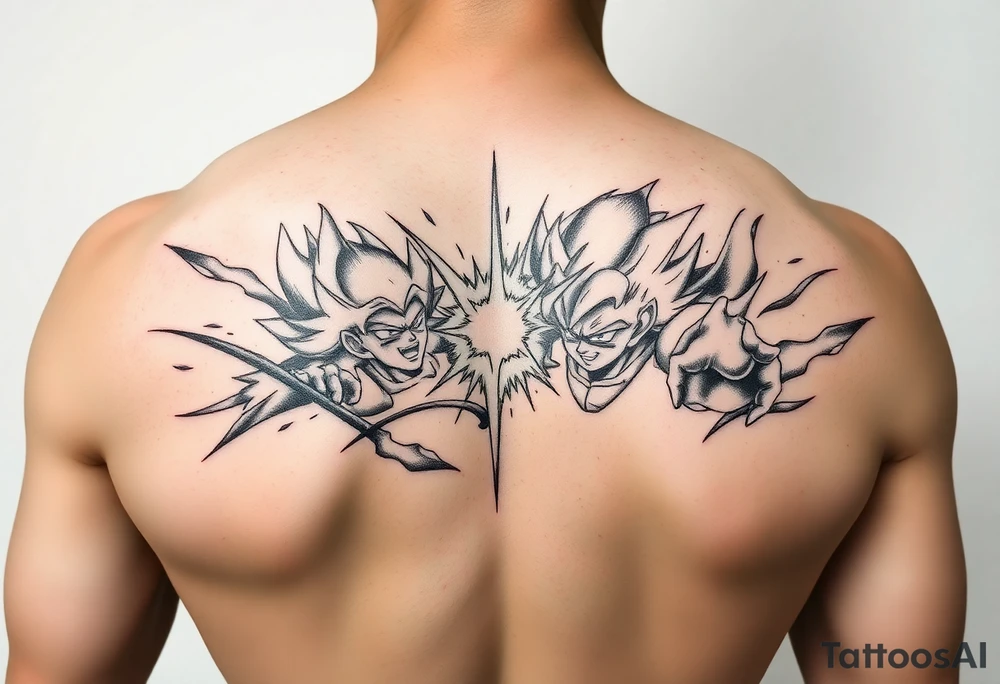 legendary dragonball z scene with energy aura and power effects tattoo idea