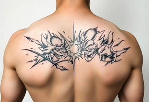 legendary dragonball z scene with energy aura and power effects tattoo idea