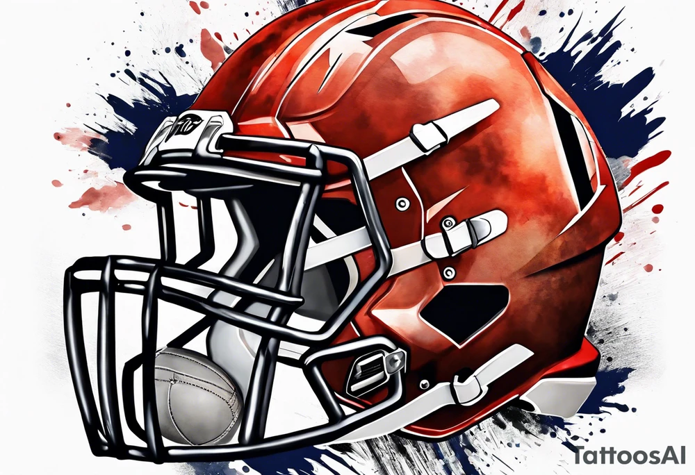 American football cross with watercolor background tattoo idea