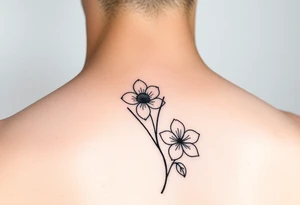 bouquet with one Chrysanthemum and one honeysuckle flower tattoo idea