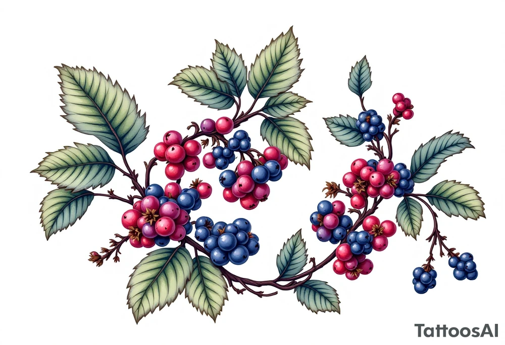 American traditional style Blackberry vine tattoo idea