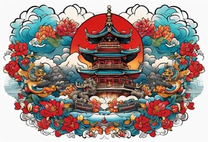 Temple with a foo dog tattoo idea