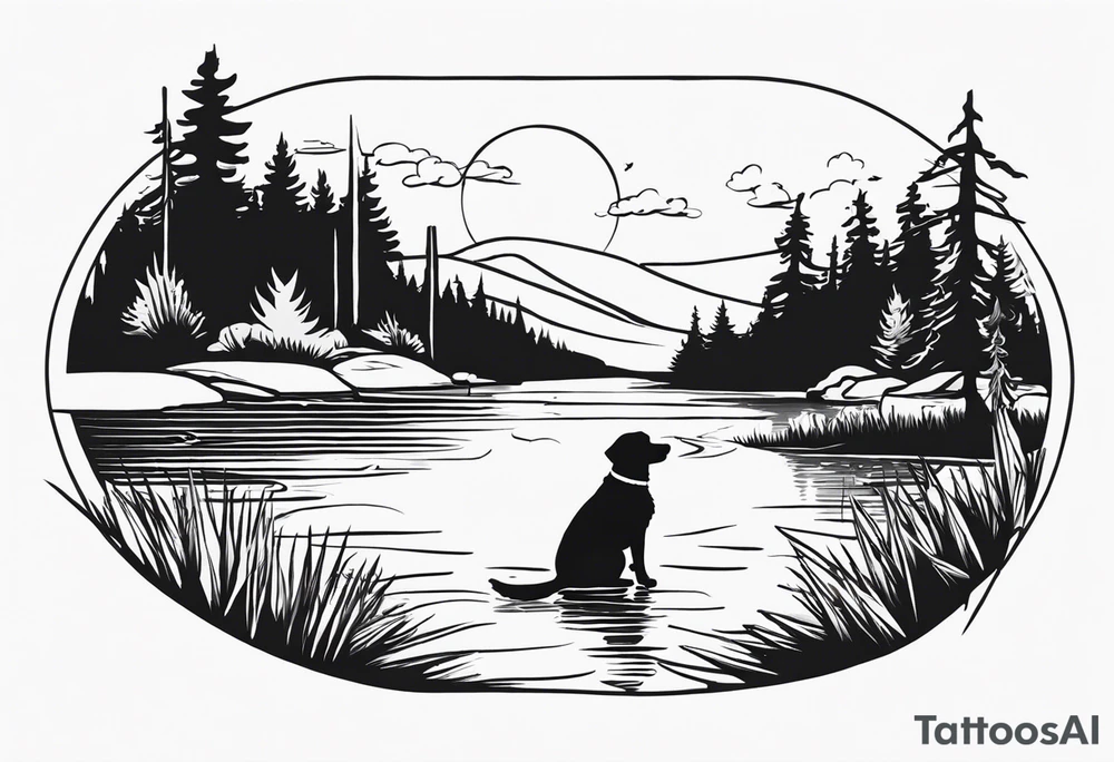 My dog Duke passed away and he loved trying to get sticks off the bottom of the creek tattoo idea