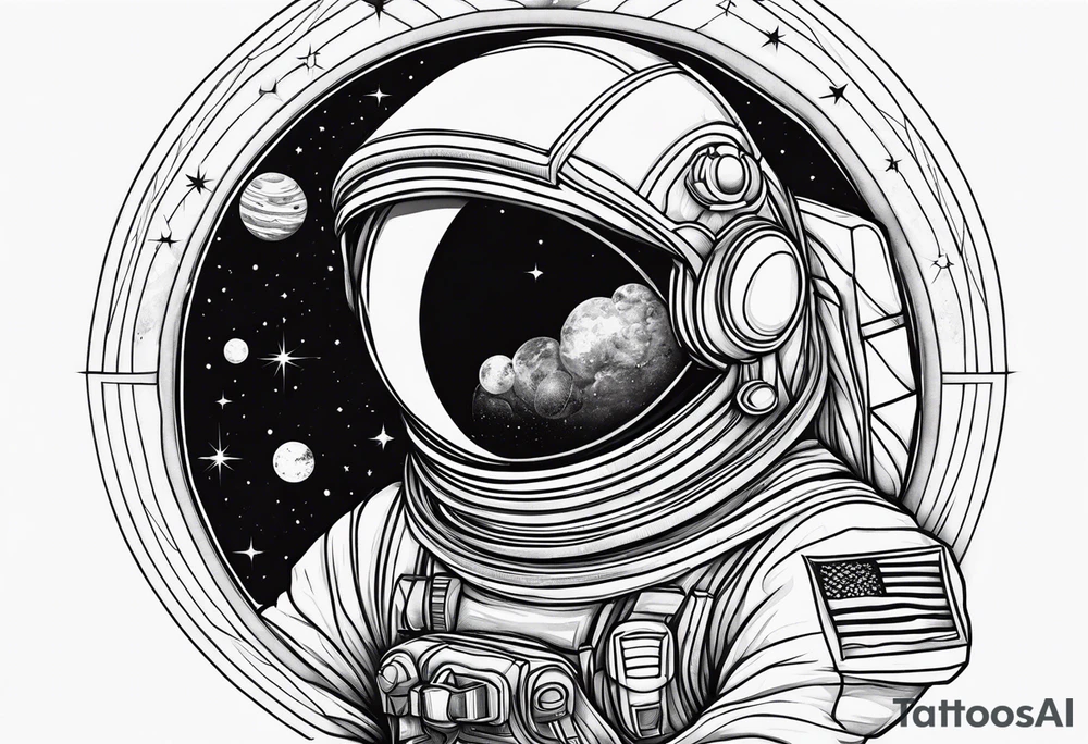 Astronaut sitting on planets tattoo idea