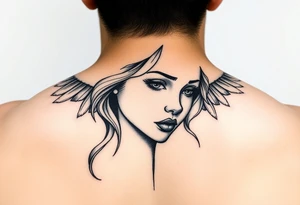 beauty angel girl face tattoo idea