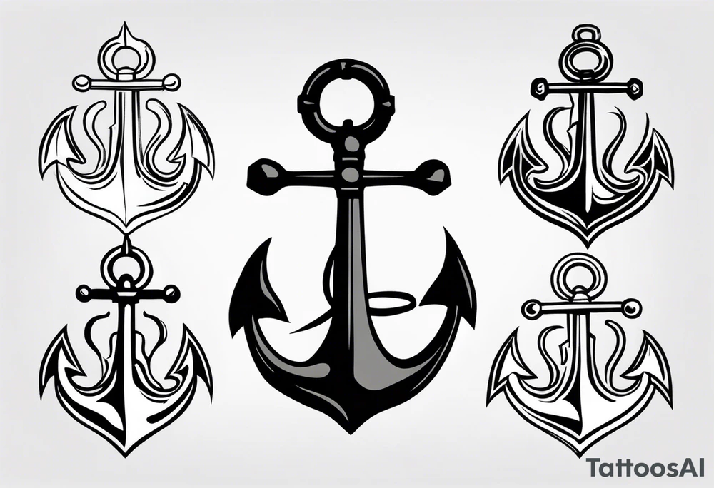 simple anchor and trident tattoo idea