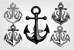 simple anchor and trident tattoo idea