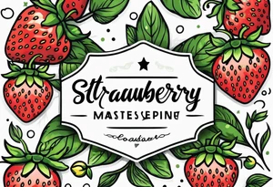 Simple strawberry with banner around it tattoo idea