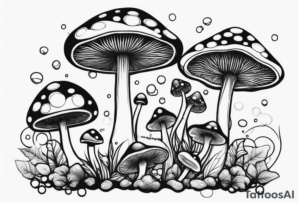 MUSHROOMS AND BUBBLES tattoo idea