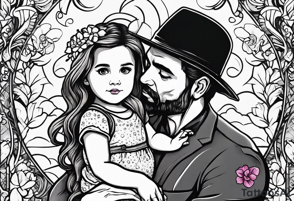 tall man holding little girl, in memory of Drew tattoo idea