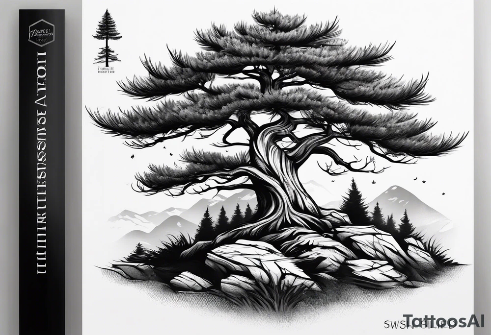 pine tree with no leaves tattoo idea